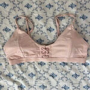 Garage | Lace-Up Blush Bikini Top